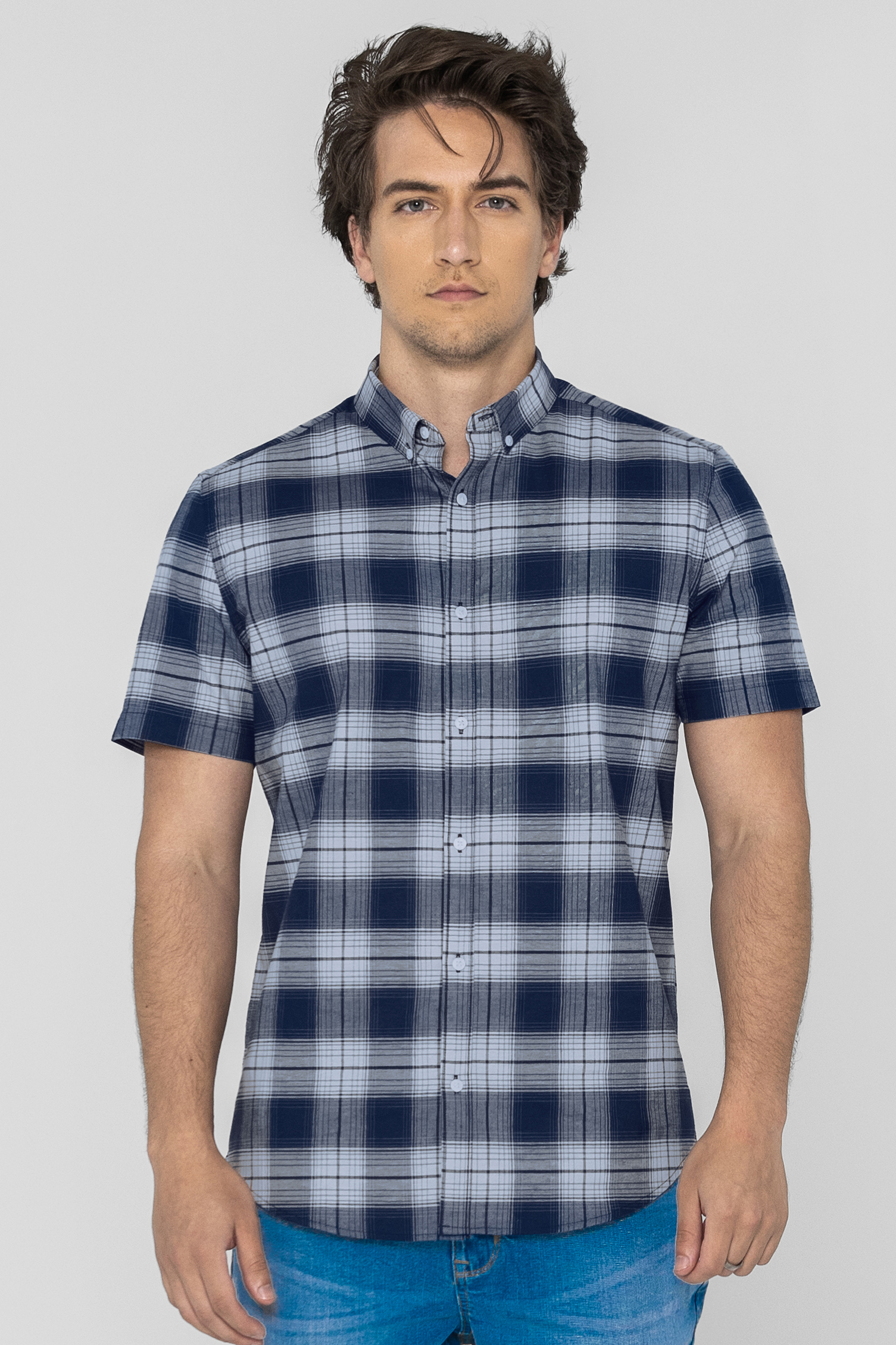 Check Short Sleeve Oxford Shirt
