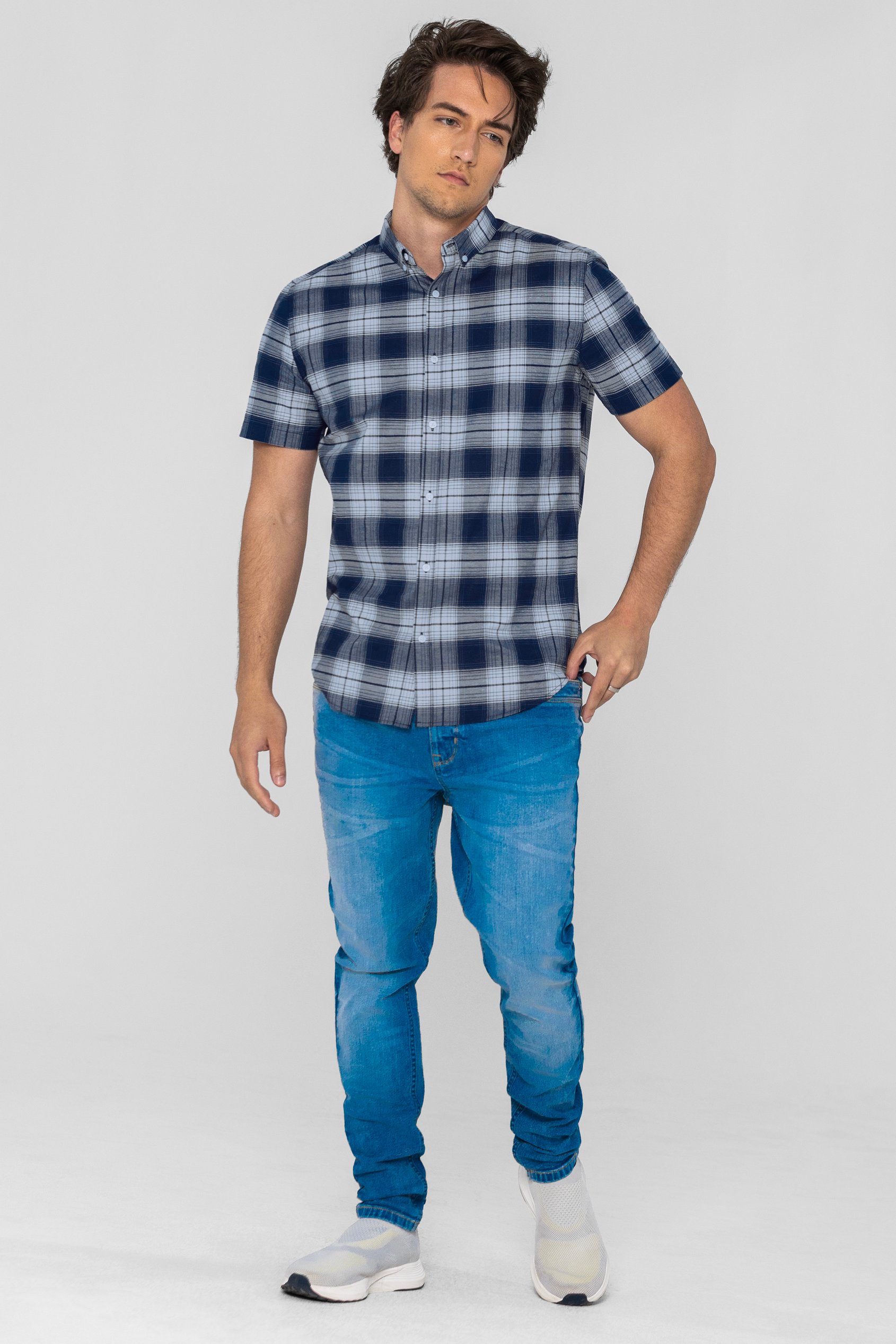 Check Short Sleeve Oxford Shirt