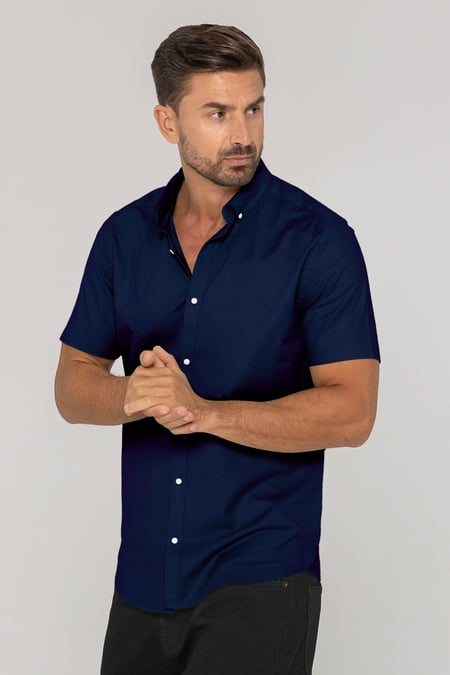 Mens White Solid Short Sleeve Shirt