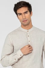 Band Collar Linen Shirt