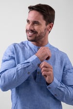 Band Collar Linen Shirt