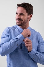 Band Collar Linen Shirt