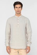 Band Collar Linen Shirt