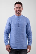 Band Collar Linen Shirt