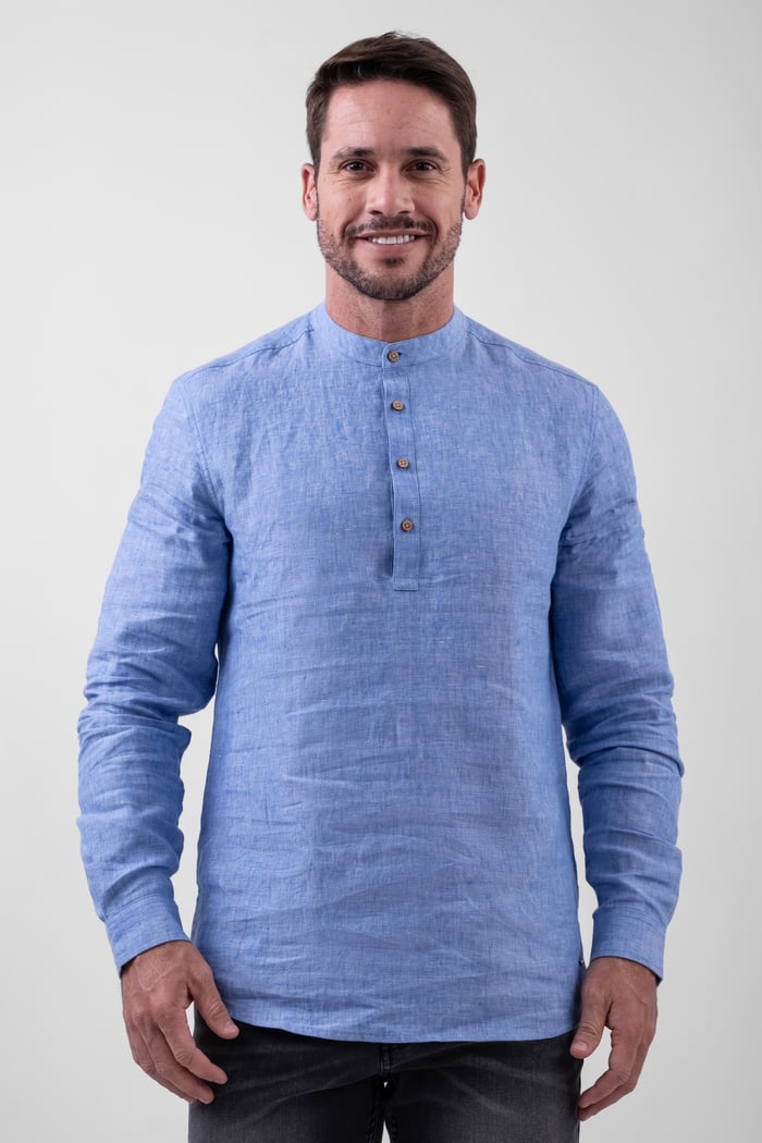 Band Collar Linen Shirt