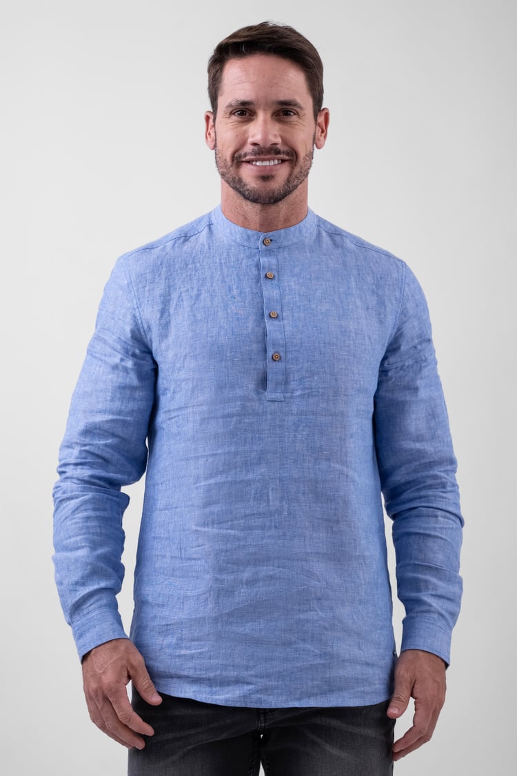 Band Collar Linen Shirt