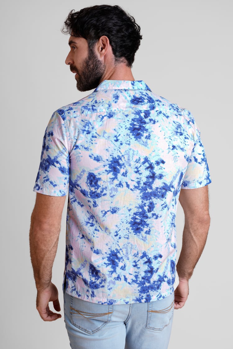 Revere Collar Short Sleeves Printed Shirt
