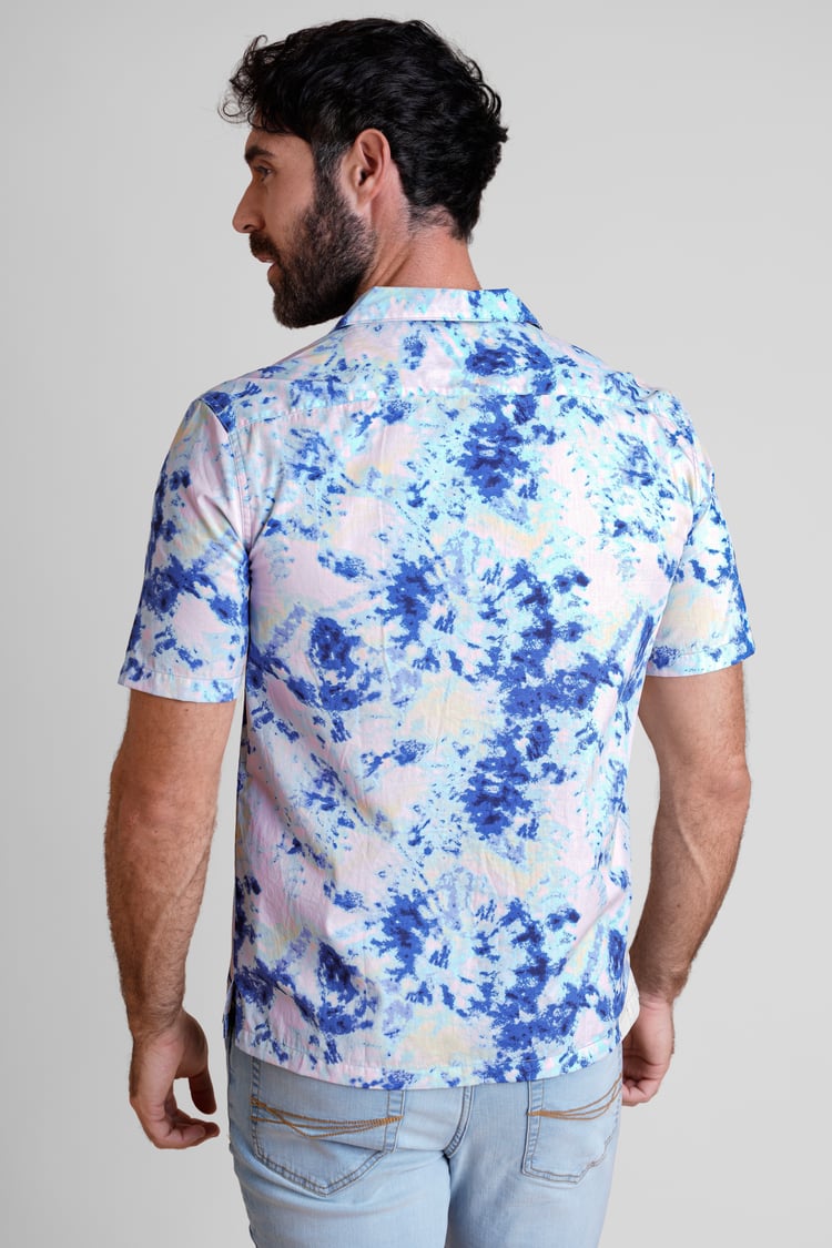 Revere Collar Short Sleeves Printed Shirt