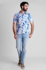 Revere Collar Short Sleeves Printed Shirt