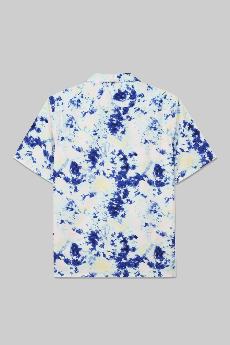 Revere Collar Short Sleeves Printed Shirt