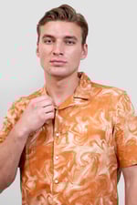 Revere Collar Short Sleeves Printed Shirt