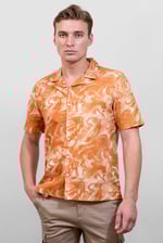 Revere Collar Short Sleeves Printed Shirt