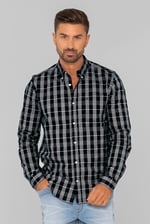 Men Button Down Collar Long Sleeve Shirt