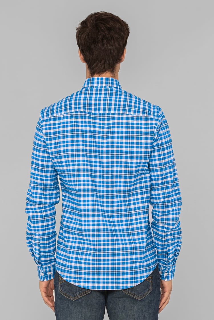 Men Button Down Collar Long Sleeve Shirt