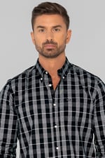 Men Button Down Collar Long Sleeve Shirt