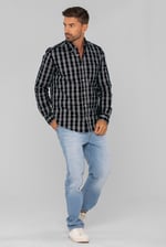 Men Button Down Collar Long Sleeve Shirt