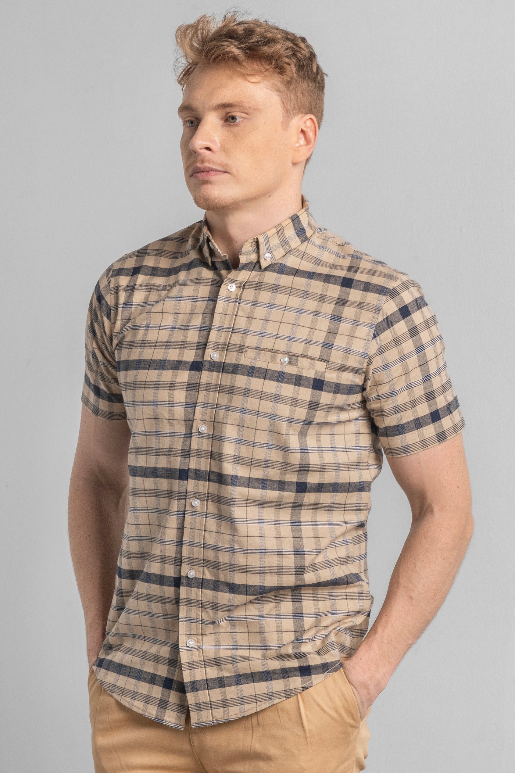 Mens Button Down SS Oxford Shirt