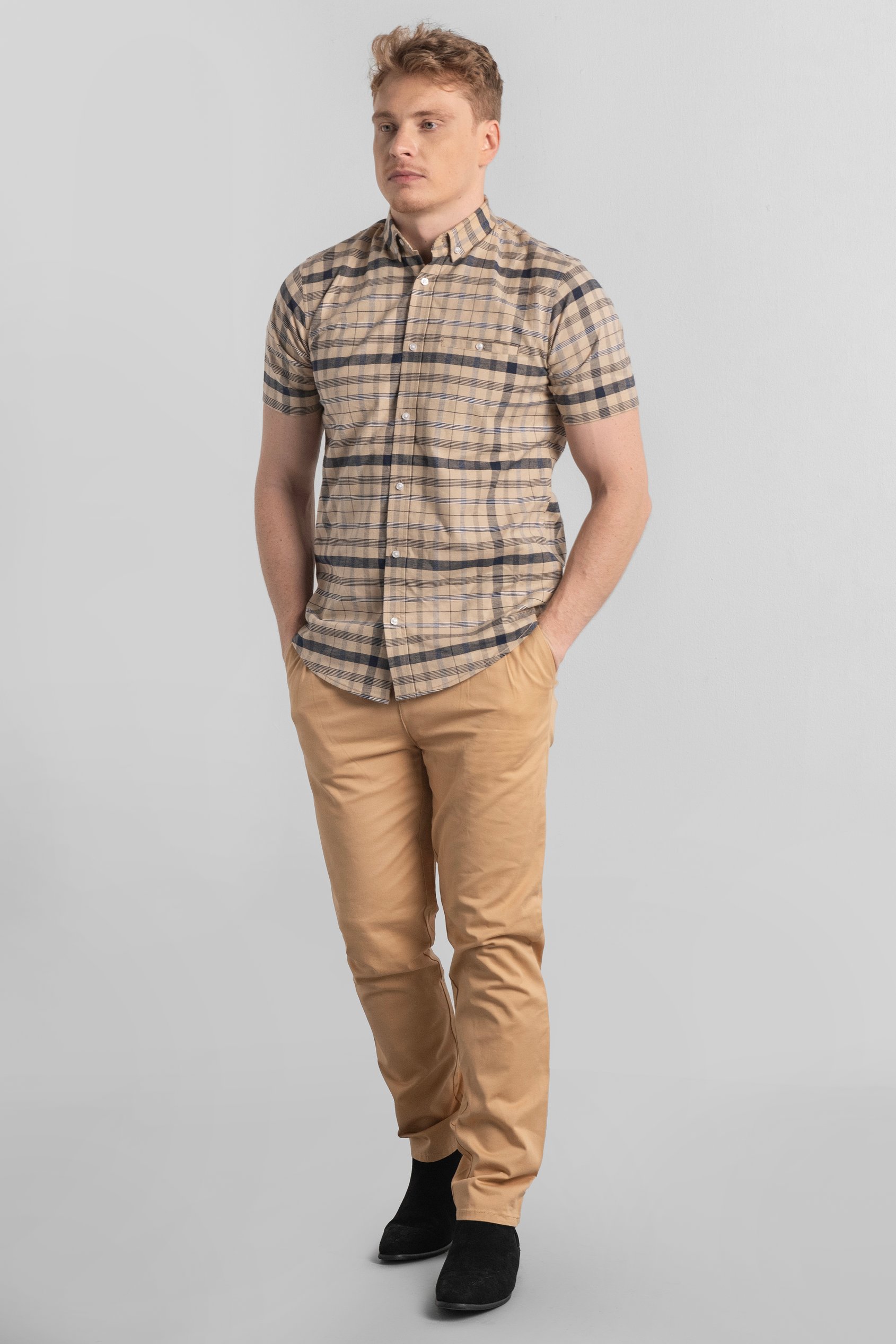 Mens Button Down SS Oxford Shirt