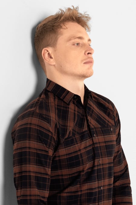 Mens Orange Front Yoke LS Oxford Shirt