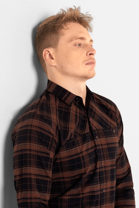 Mens Orange Front Yoke LS Oxford Shirt