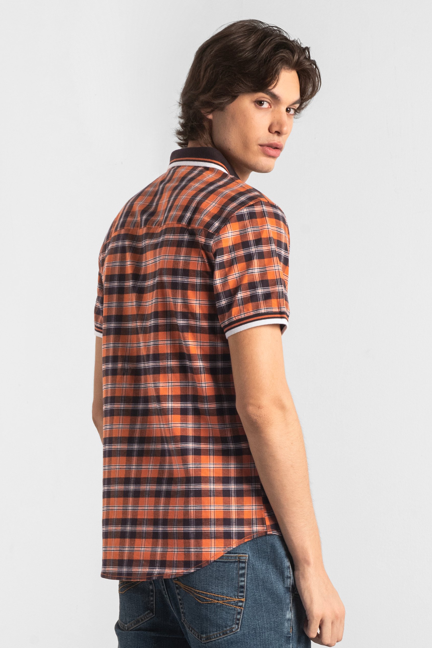 Mens Short Sleeve Shirt With Rib Collar