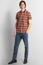 Mens Short Sleeve Shirt With Rib Collar