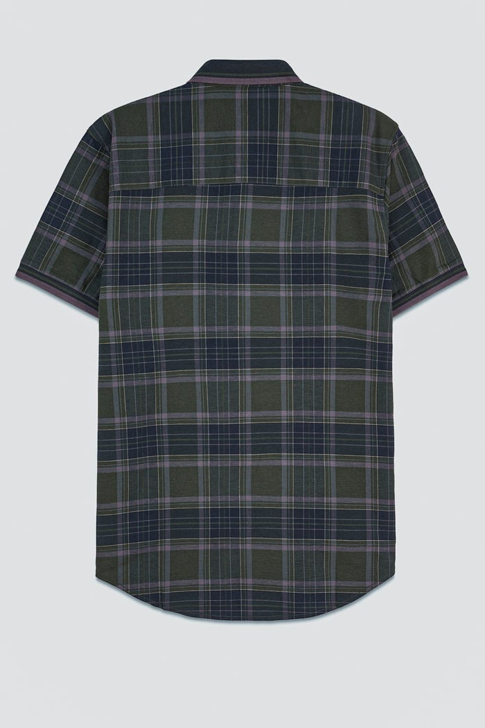 Mens Short Sleeve Shirt With Rib Collar