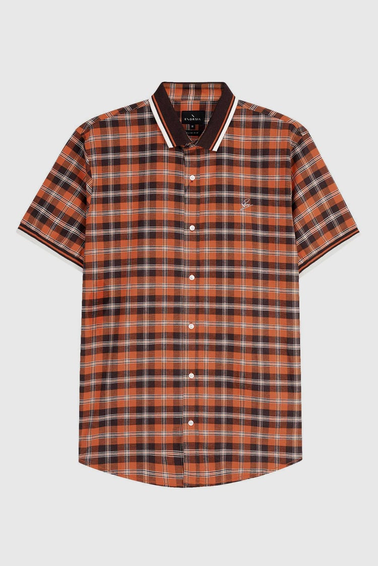 Mens Short Sleeve Shirt With Rib Collar
