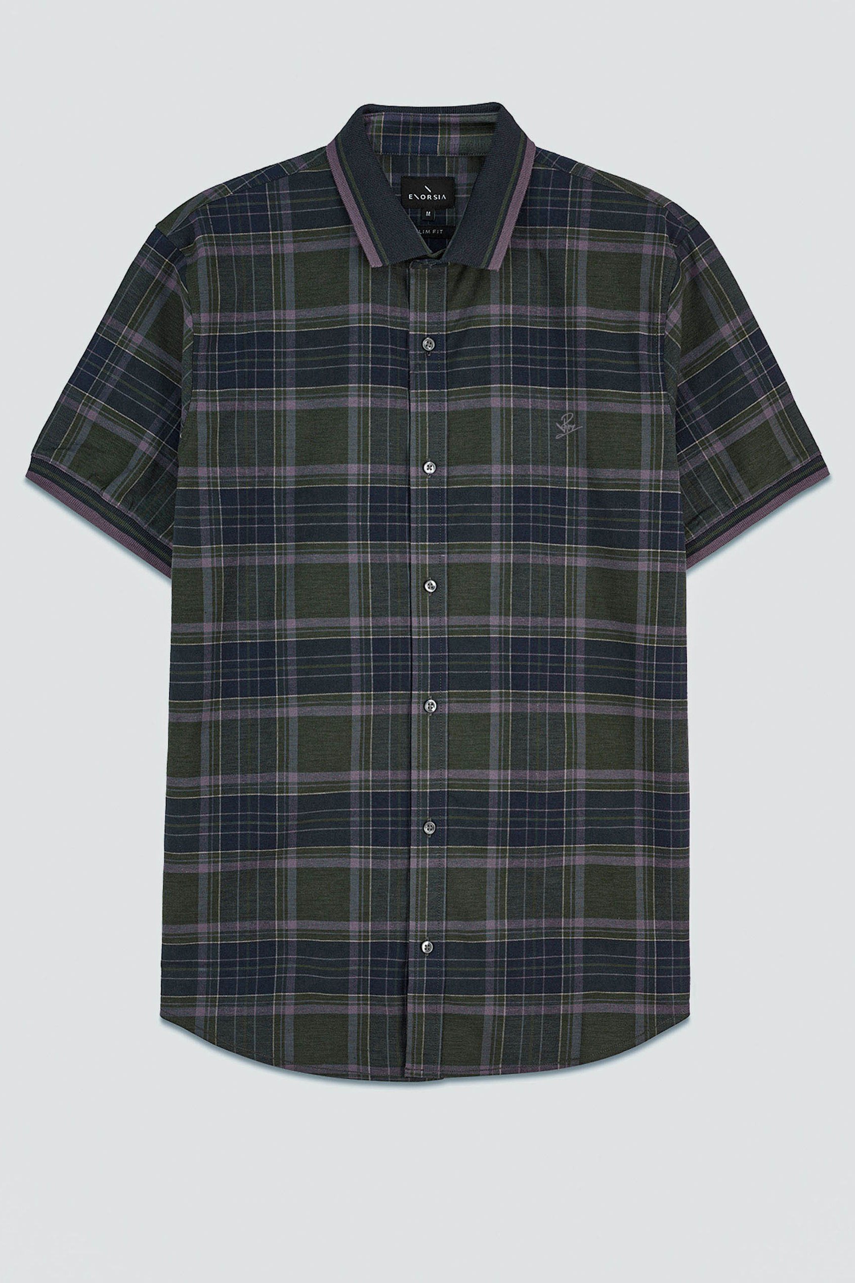 Mens Short Sleeve Shirt With Rib Collar