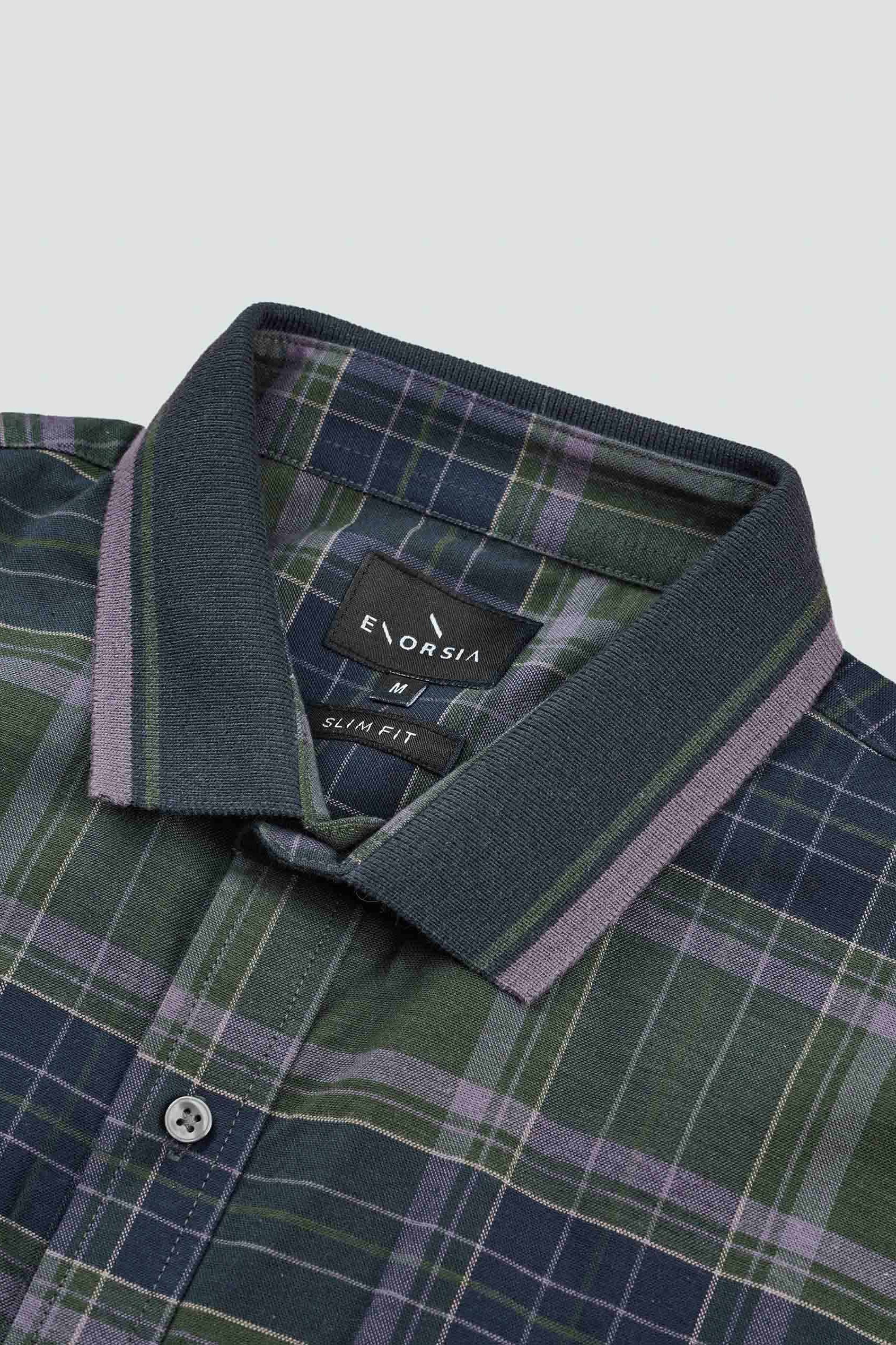 Mens Short Sleeve Shirt With Rib Collar