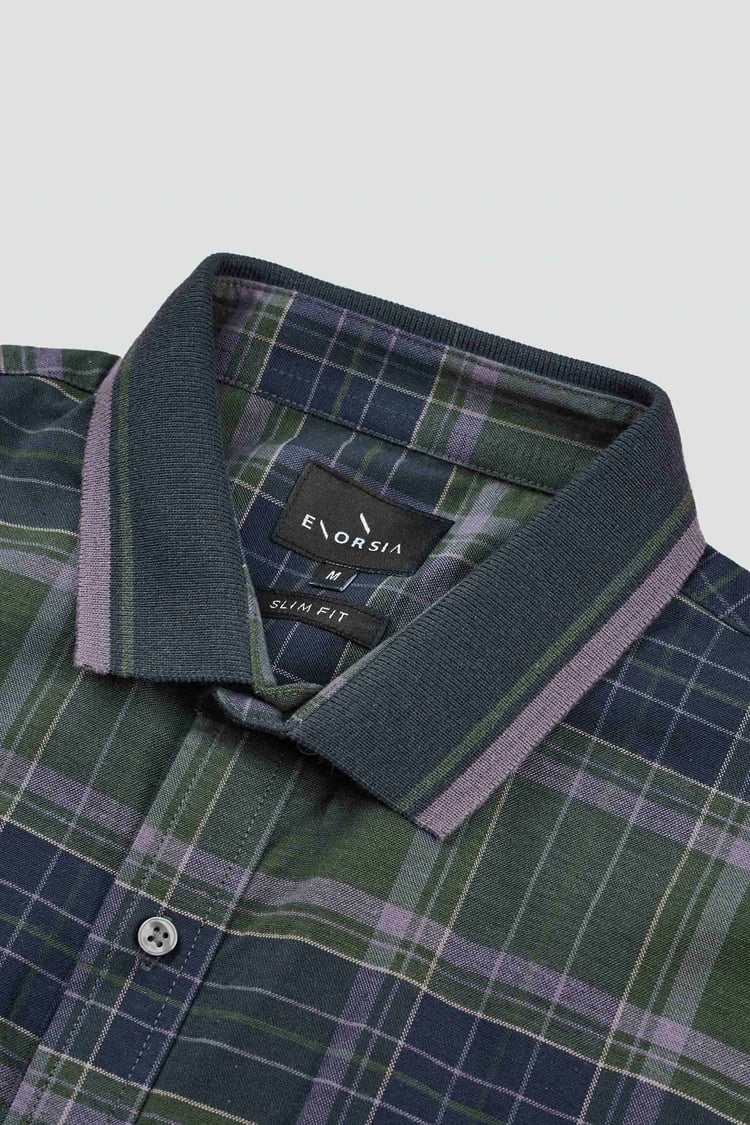 Mens Short Sleeve Shirt With Rib Collar