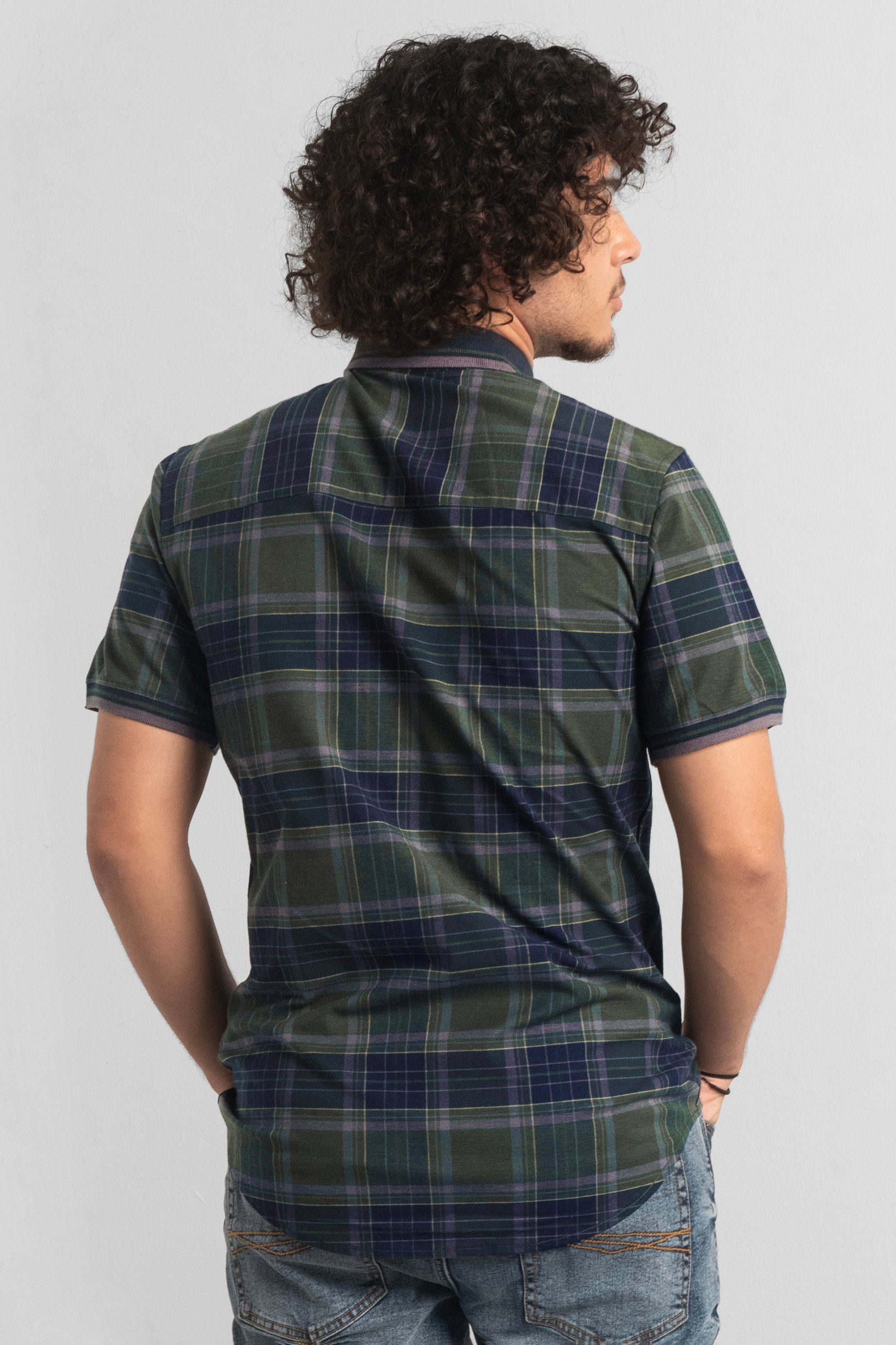 Mens Short Sleeve Shirt With Rib Collar