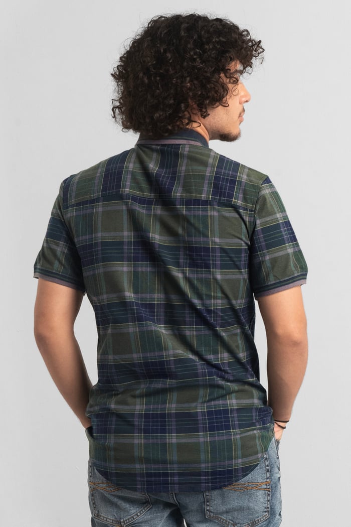 Mens Short Sleeve Shirt With Rib Collar