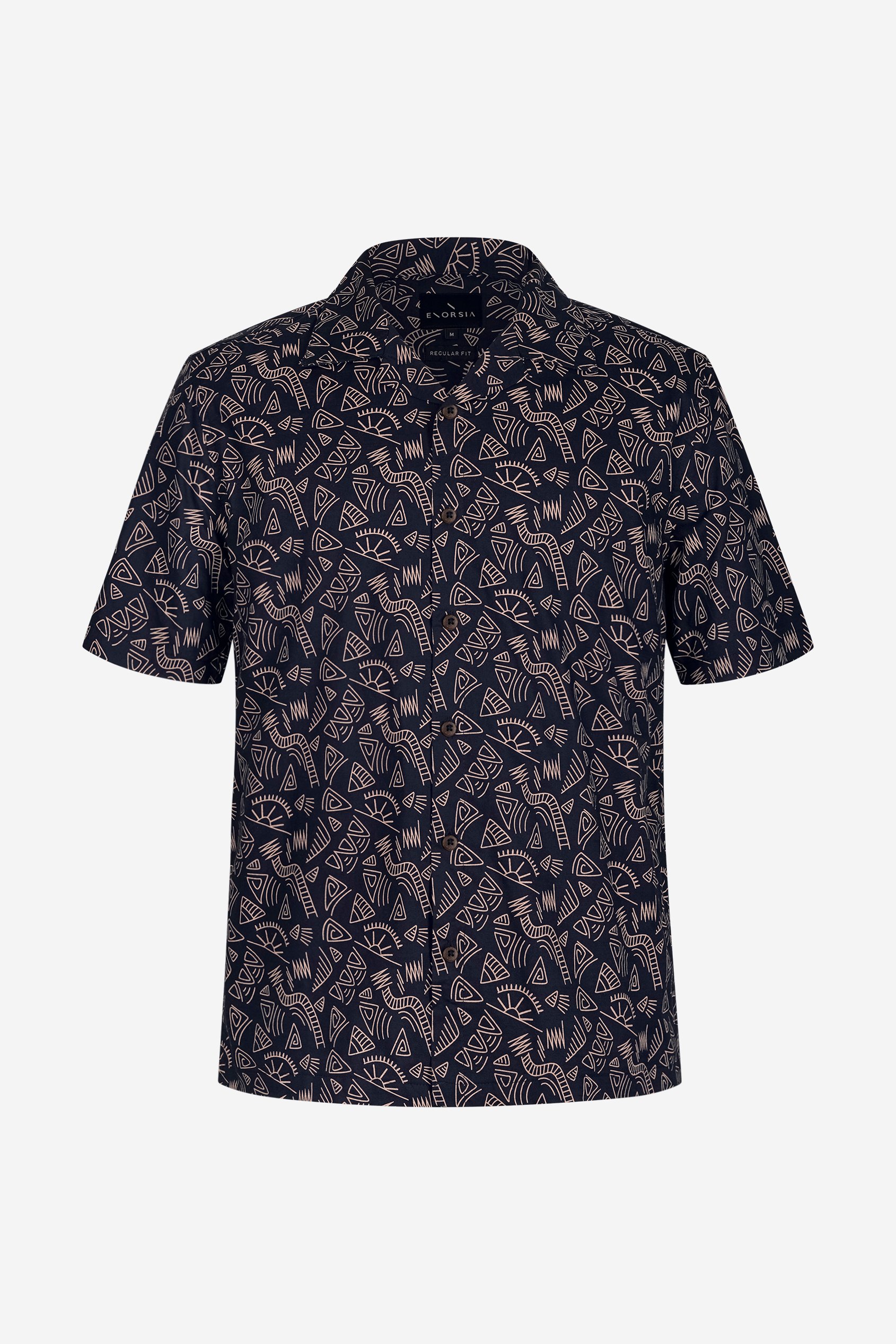 Pencilled Revere Collar Short Sleeve Shirt