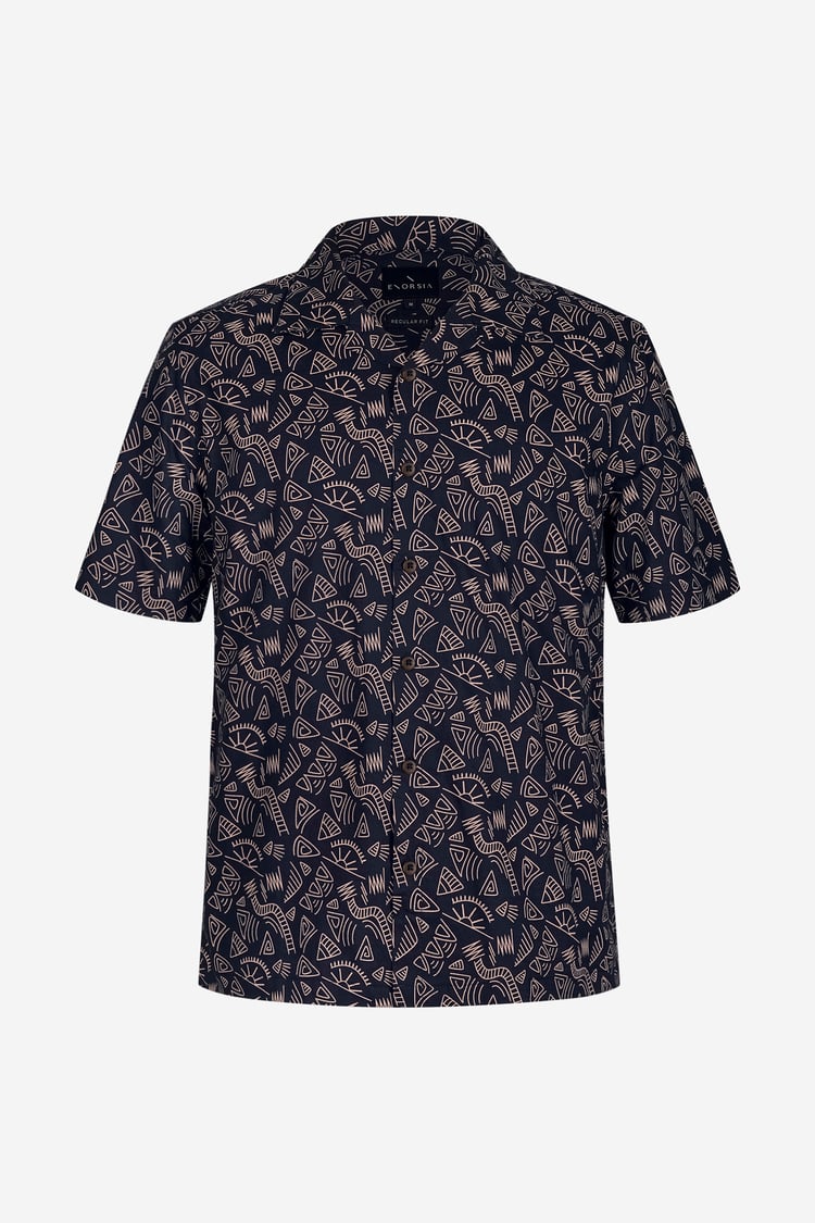 Pencilled Revere Collar Short Sleeve Shirt