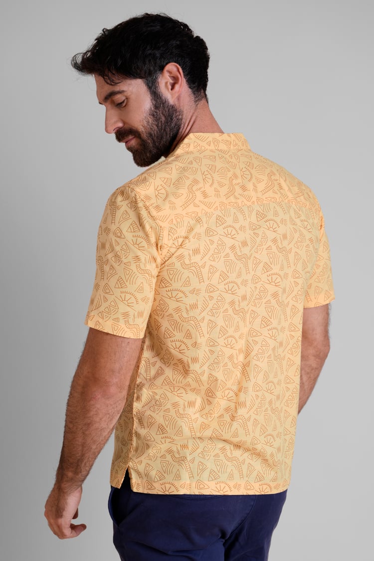 Pencilled Revere Collar Short Sleeve Shirt