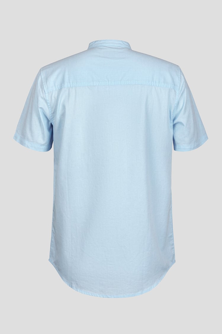 Regular Fit Cotton Linen Grandad Collar S/S  Shirt
