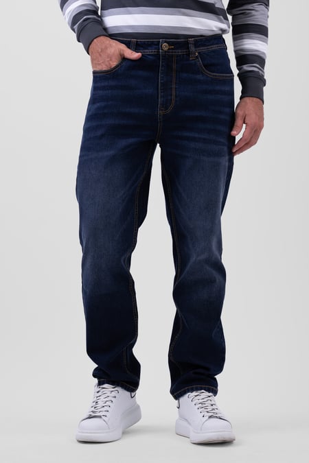 Mens Navy Relaxed Straight Fit Jeans
