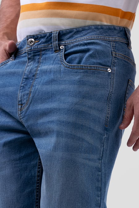 Mens Blue Relaxed Straight Fit Jeans