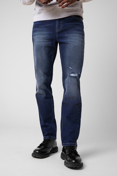 Mens Blue Ripped Denim Jeans