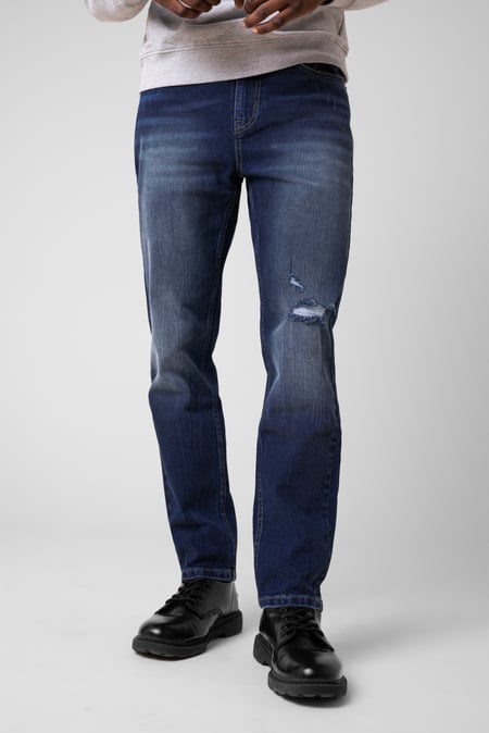 Mens Blue Ripped Denim Jeans