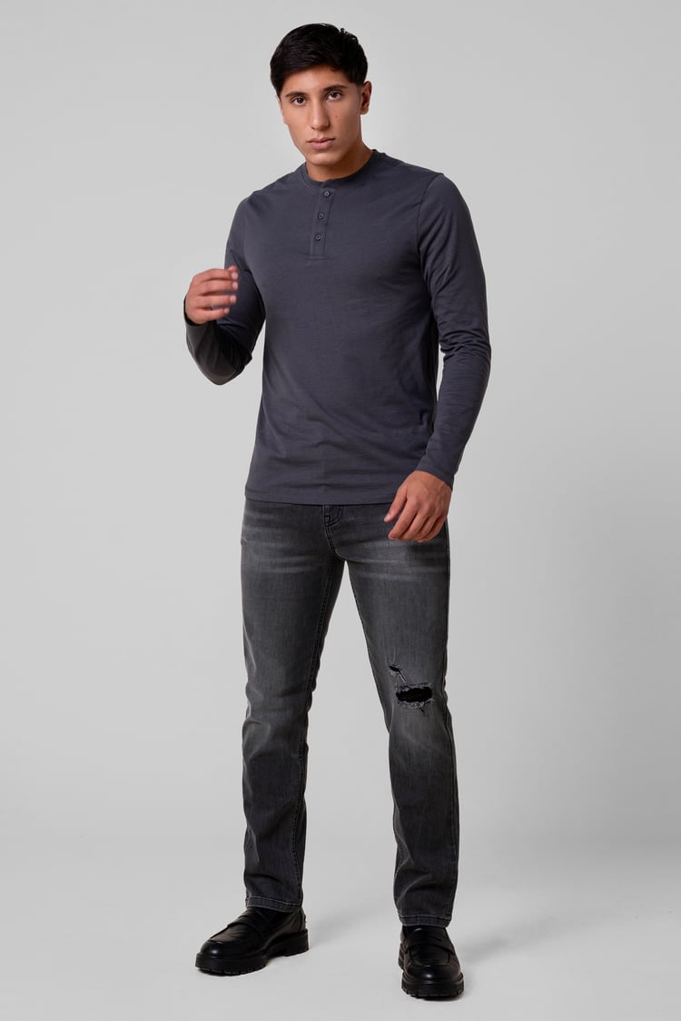 Regular Fit Distressed Stretch Denim Jeans