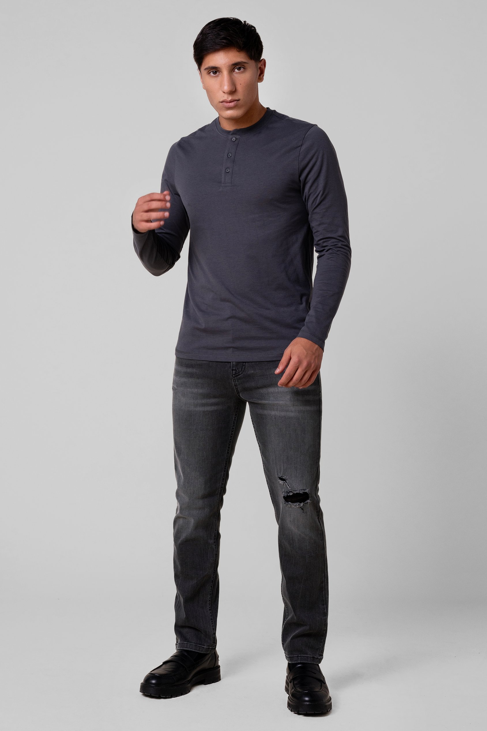 Regular Fit Distressed Stretch Denim Jeans Regular Fit Distressed Stretch Denim Jeans