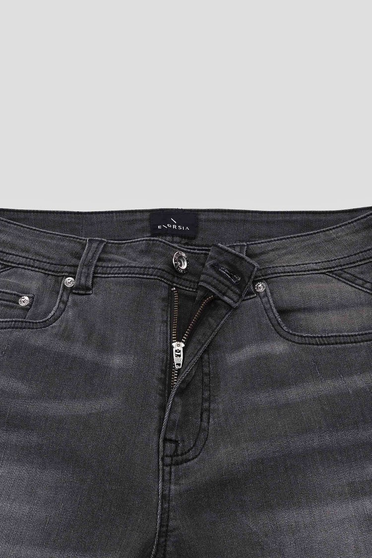 Regular Fit Distressed Stretch Denim Jeans