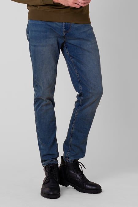 Mens Deep Blue Vintage Slim Fit Tapared Jeans