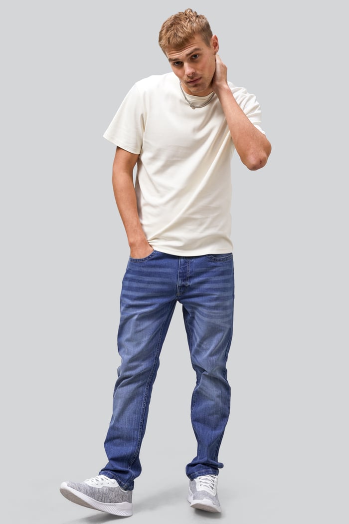 Mens Cotton Blend Slim Fit Jeans