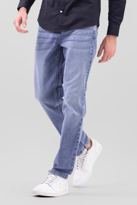 Light Blue Comfort Stretch Straight Fit Jeans