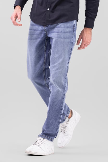 Light Blue Comfort Stretch Straight Fit Jeans
