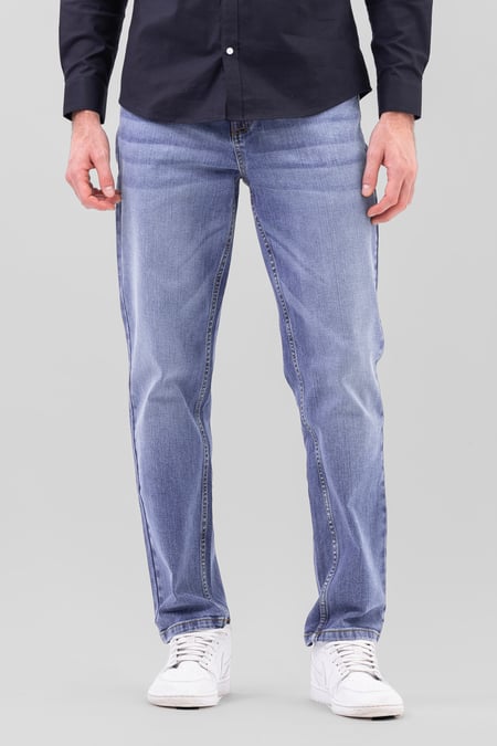Mid Blue Comfort Stretch Straight Fit Jeans
