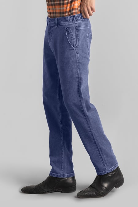 Mens Blue Elasticated Waist Straight fit Jeans